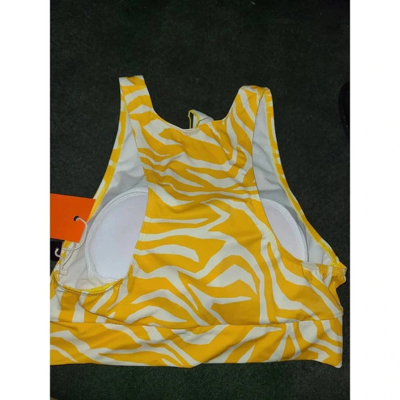 Freely Women's Medium Yellow Knotted High Neck Midkini Swim Top (AH) - Picture 4 of 6